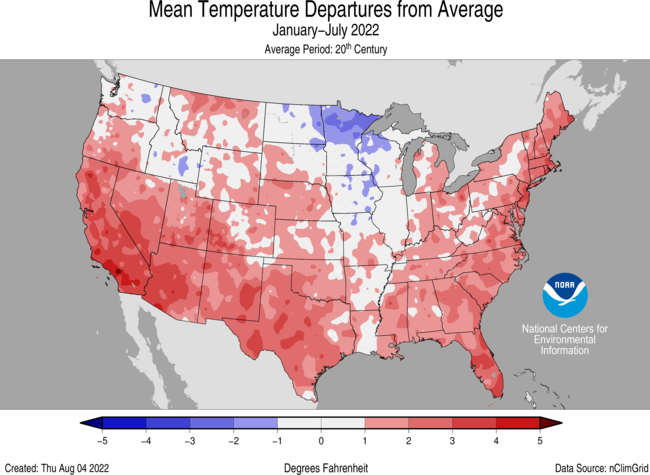 Average Temperature Departures (January-July)