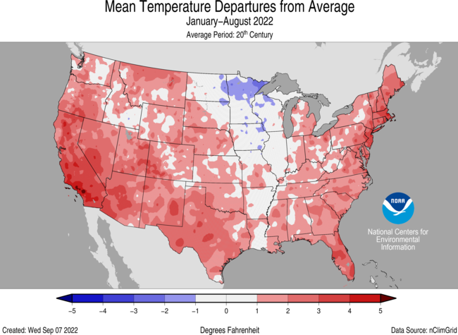 Average Temperature Departures (January-August)