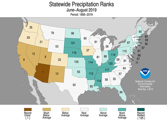 3-Month Statewide Precipitation Ranks