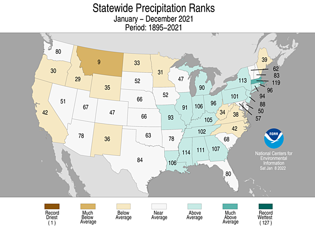rainfall ranks in 2021