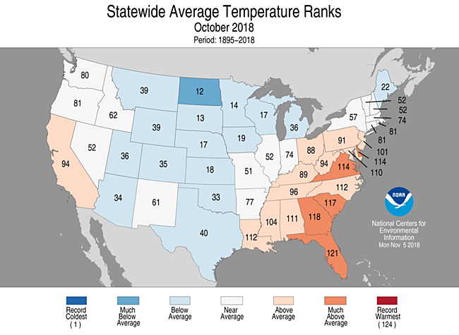 National Climate Report October 2018 State Of The Climate National Centers For Environmental Information Ncei