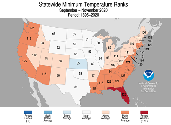 National Climate Report November 2020 State Of The Climate National Centers For Environmental Information Ncei