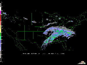 Radar animation of the storm system that affected the eastern US with snow, ice and rain during December 4-5, 2002