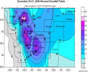 Colorado Blizzard Snow Totals - December 2006