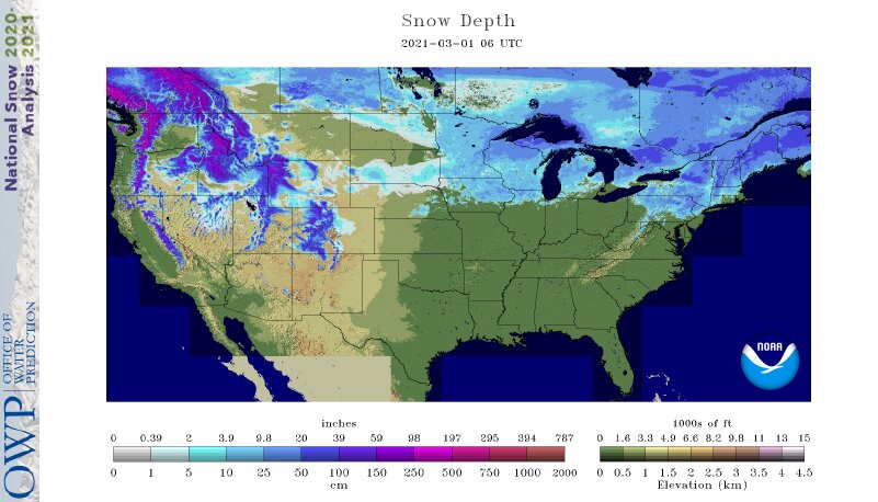 Us Snow Cover Map Noaa National Snow And Ice - March 2021 | National Centers For Environmental  Information (Ncei)