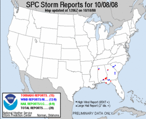 U.S. Severe Weather Reports for 08 October 2008