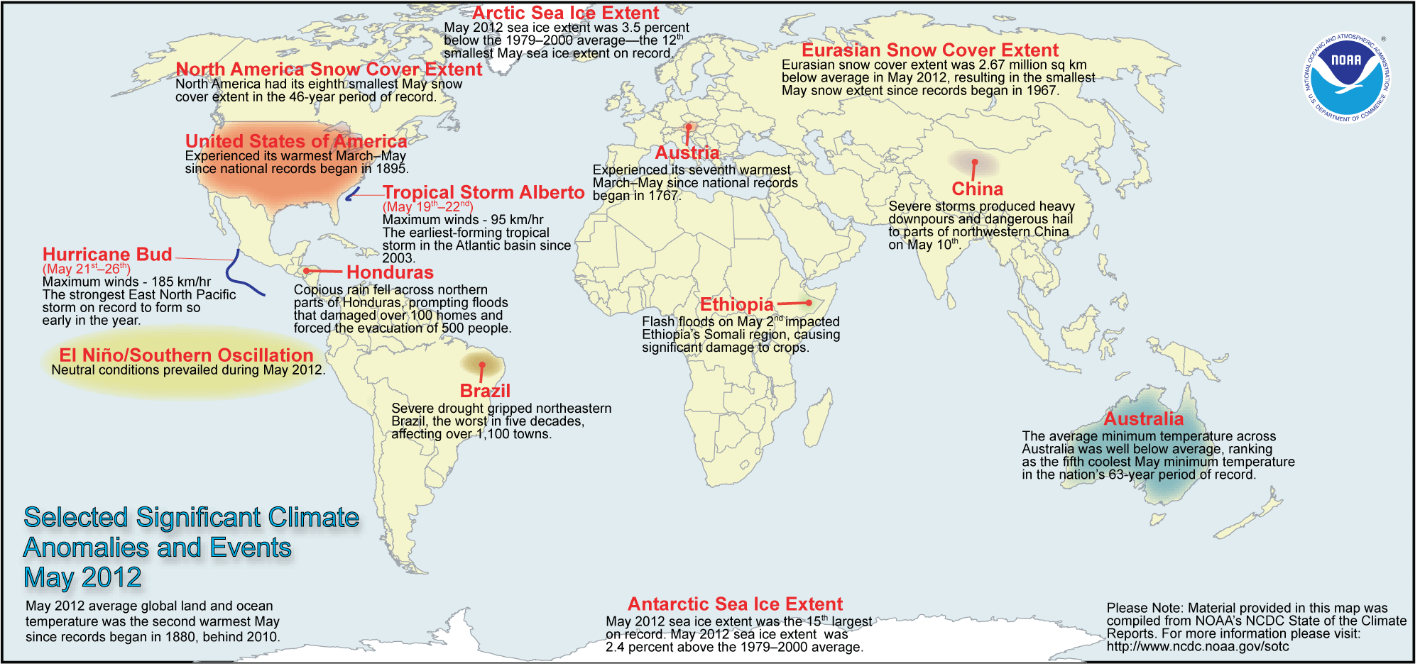 May 2012 Selected Climate Anomalies and Events Map