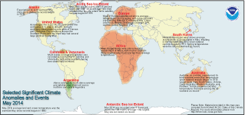 May 2014 Selected Climate Anomalies and Events Map