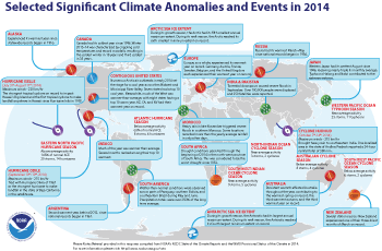 2014 Annual Selected Climate Anomalies and Events Map