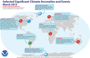March 2015 Selected Climate Anomalies and Events Map