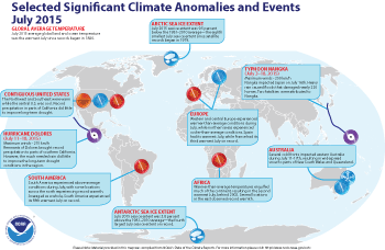 July 2015 Selected Climate Anomalies and Events Map