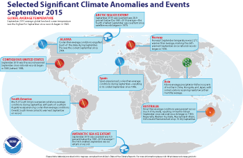 September 2015 Selected Climate Anomalies and Events Map