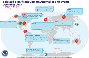 December 2015 Selected Climate Anomalies and Events Map