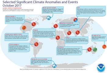 October 2017 Selected Climate Anomalies and Events Map