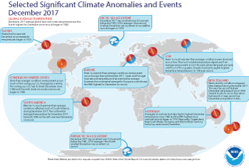 December 2017 Selected Climate Anomalies and Events Map