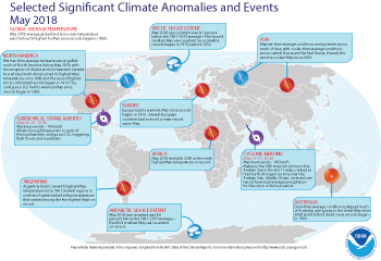 May 2018 Selected Climate Anomalies and Events Map