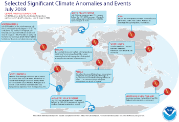 July 2018 Selected Climate Anomalies and Events Map