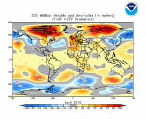 April 2010 height and anomaly map