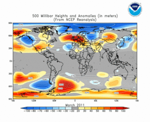 March 2011 height and anomaly map