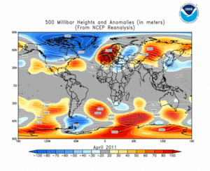 April 2011 height and anomaly map