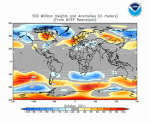 October 2011 height and anomaly map