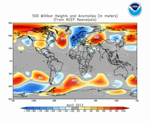 April 2012 height and anomaly map