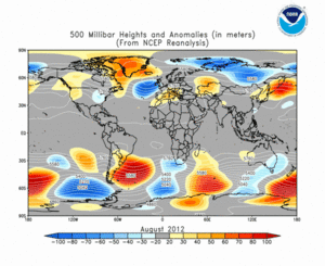 August 2012 height and anomaly map