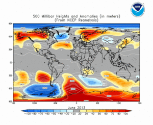 June 2013 height and anomaly map
