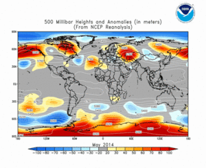 May 2014 height and anomaly map