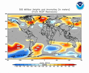 June 2014 height and anomaly map