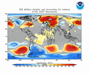 September 2015 height and anomaly map