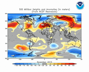 November 2015 height and anomaly map