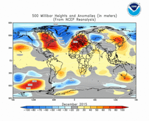 December 2015 height and anomaly map