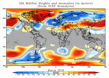 March 2018 height and anomaly map