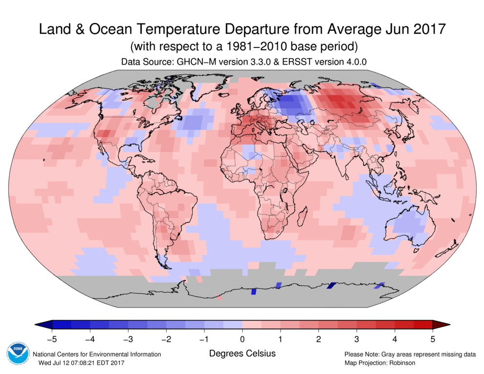 Image d'illustration pour Juin 2016 de nouveau très chaud à l'échelle mondiale