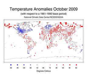 October Land Surface Temperature Anomalies in degree Celsius