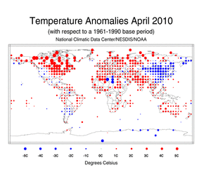 April Land Surface Temperature Anomalies in degree Celsius