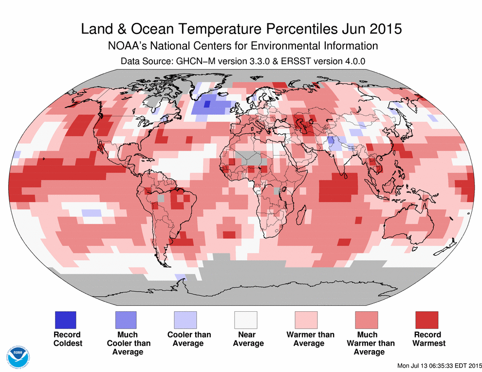Primeiro semestre de 2015 bate recorde como mais quente para o período desde 1880