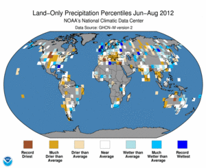 June–August Land-Only Precipitation Percentiles