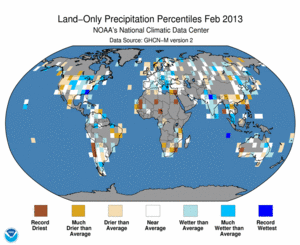February Land-Only Precipitation Percentiles