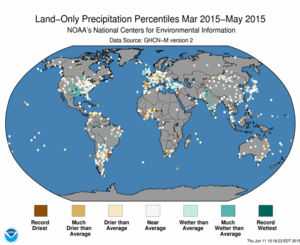 March 2014 - May 2015 Land-Only Precipitation Percentiles