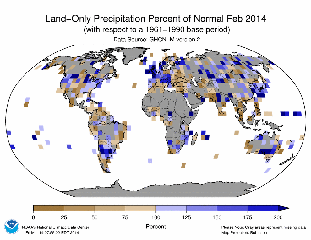 Image d'illustration pour Bilan climatique mondial de février 2014
