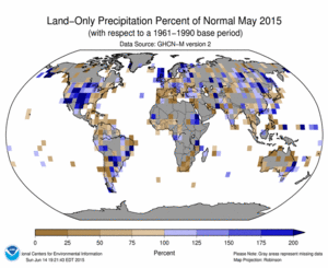 May 2015 Land-Only Precipitation Percent of Normal