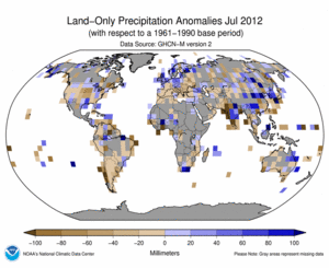 July 2012 Precipitation Anomalies in Millimeters