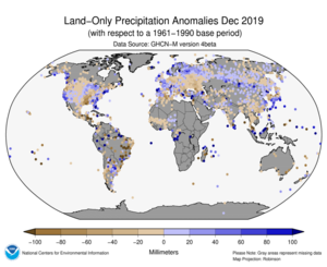 December Land-Only Precipitation Anomalies