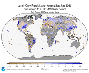 January Land-Only Precipitation Anomalies