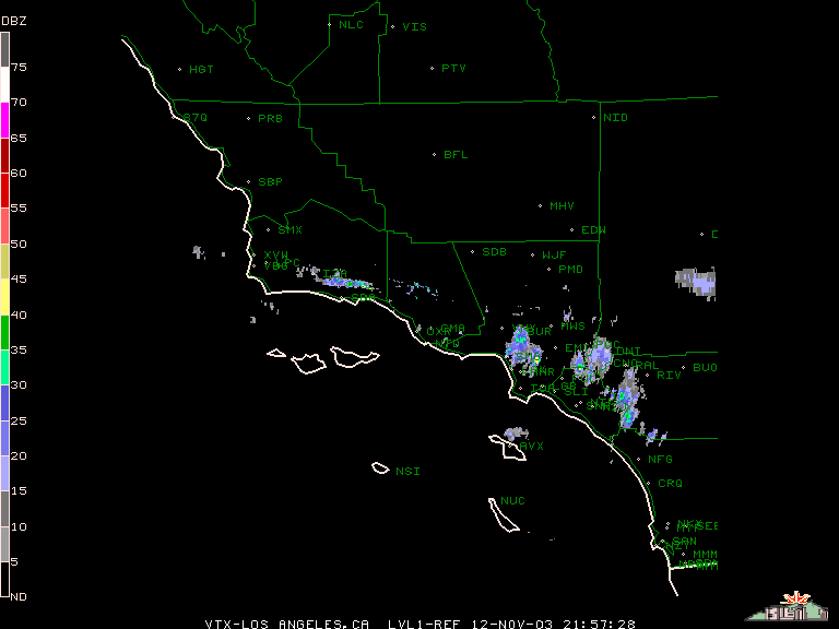 California thunderstorms on October 12, 2003 