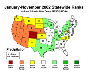 Statewide Precipitation Ranks for January-November 2002
