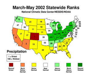 Click here for map showing Statewide Precipitation Ranks for March-May 2002