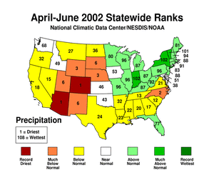 Click here for map showing Statewide Precipitation Ranks for April-June 2002